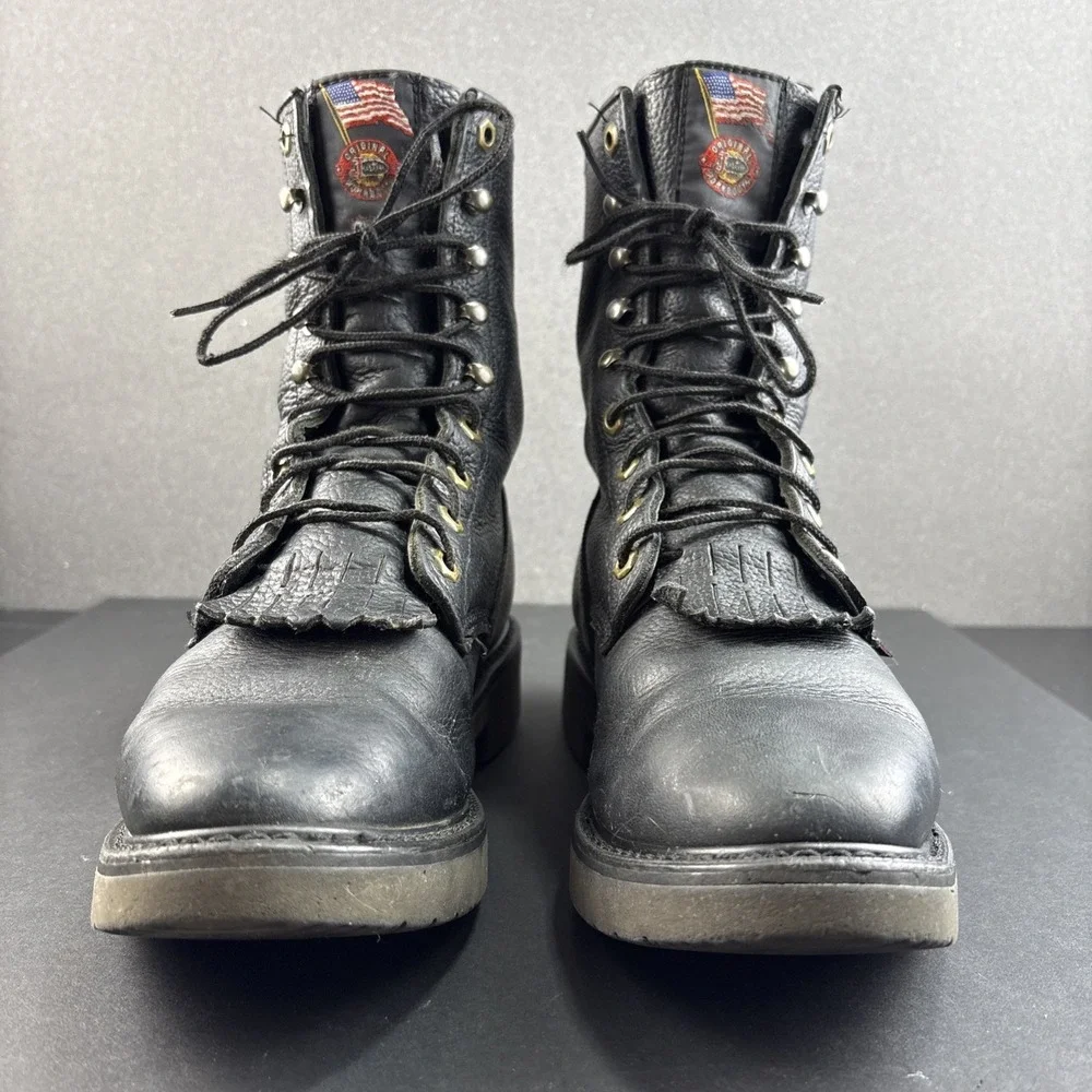 VTG Original Justin Workboots Made In USA  Leather Mens 8EE Vibram Oil Resistant